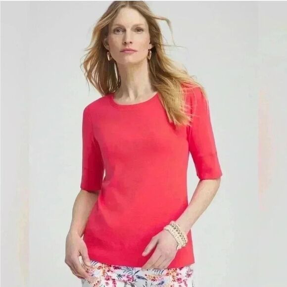 Chico’s Jewel Neck Elbow Tee size 1 in Watermelon Punch NWT in packaging - Picture 1 of 4